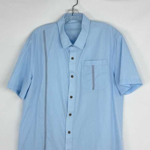 Men's Solid Light Blue Button-Down Short-Sleeve Shirt Medium NWOT - Picture 13 of 16